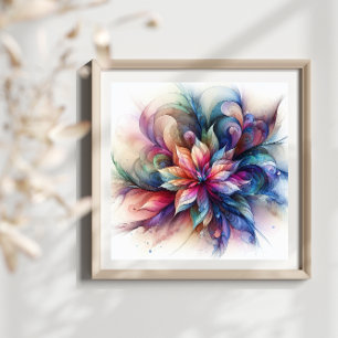 VattenfärgsFantasy-Abstrakt Modern Fractal Flower Fototryck
