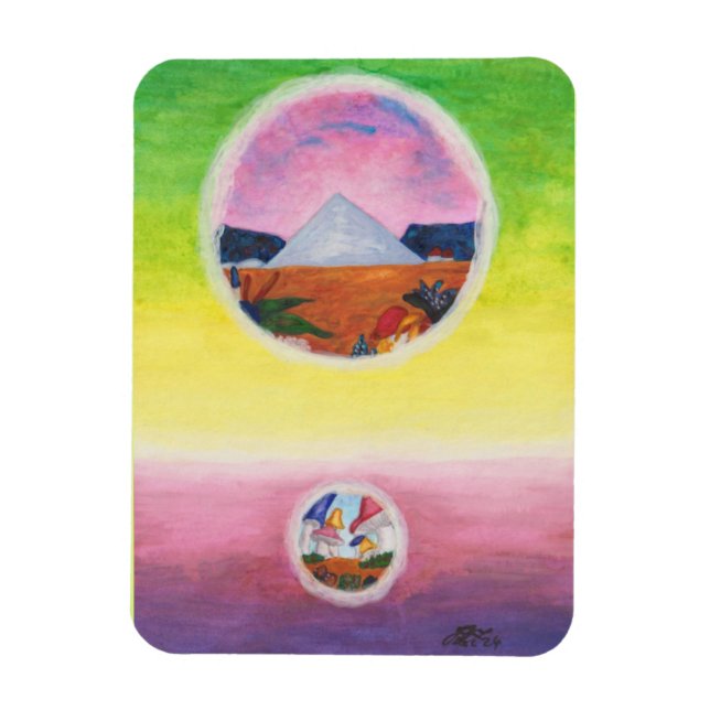 VattenfärgsFantasy Dimensions Pyramid Dream Worlds Magnet (Vertikal)