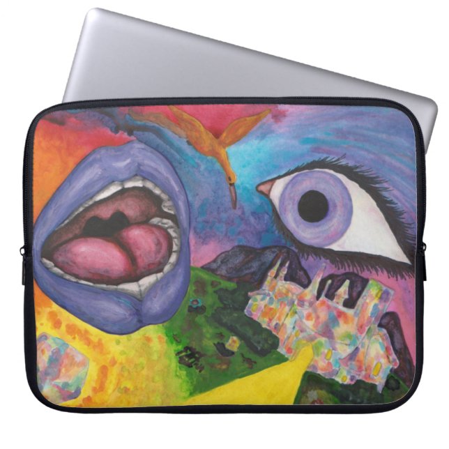 VattenfärgsFantasy Dimensions Woman Opal Surreal Laptop Fodral (Framsidan)