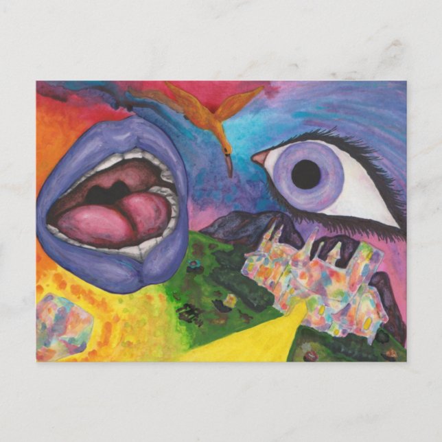 VattenfärgsFantasy Dimensions Woman Opal Surreal Vykort (Framsida)