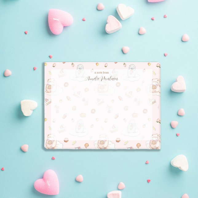 Vattenfärgsfår Penguin i Söder Dream Rosa Namn Post-it Block (Skapare uppladdad)