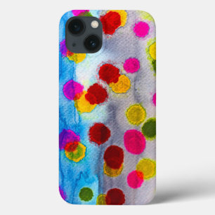 Vattenfärgsfärg, blå polka dots, abstrakt