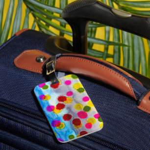 Vattenfärgsfärg, blå polka dots, abstrakt bagagebricka
