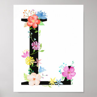 Vattenfärgsfärg Blommigt Brev L Poster