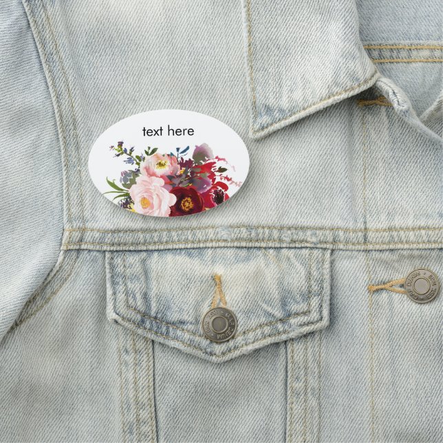 vattenfärgsfärg blommigt Classic Namn bricka Namnbricka (På plats)