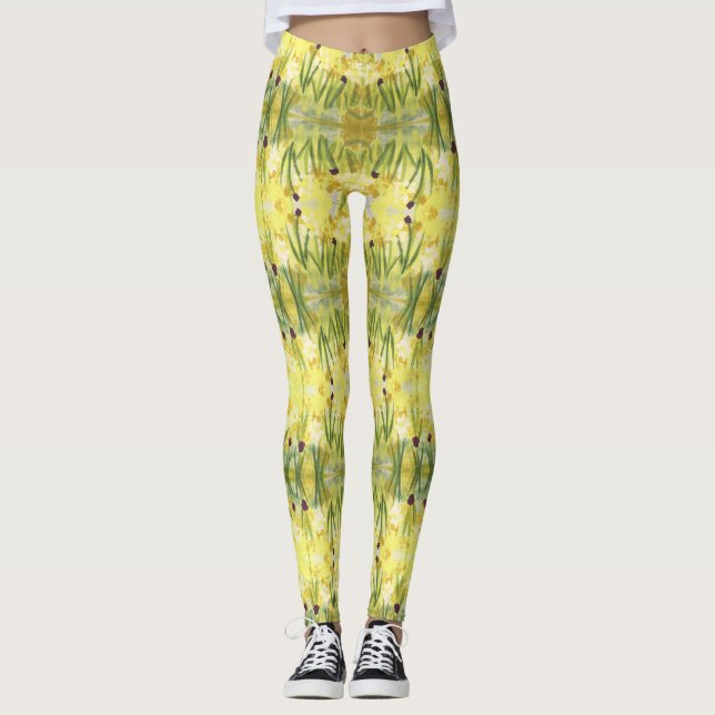 Vattenfärgsfärg Blommigt Leggings (Framsida)
