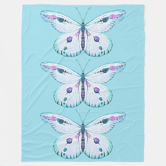 Vattenfärgsfärg, Butterfly 3 Fleecefilt (Framsidan)