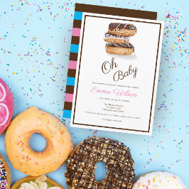 Vattenfärgsfärg Chocolate Donuts Baby Shower Inbjudningar