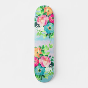 Vattenfärgsfärg för Blommigten Ro, Vintage Mini Skateboard Bräda 18,5 Cm