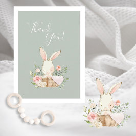 Vattenfärgsfärg för Grönt Bunny Baby Shower Tack Kort