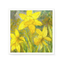 Vattenfärgsfärg, Gula blommor Art, Daffodils