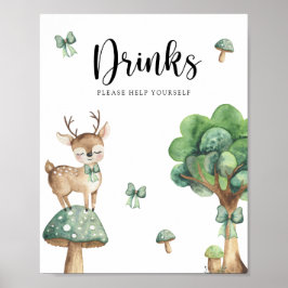 Vattenfärgsfärg - Hjortar som hjälper dig själv at Poster