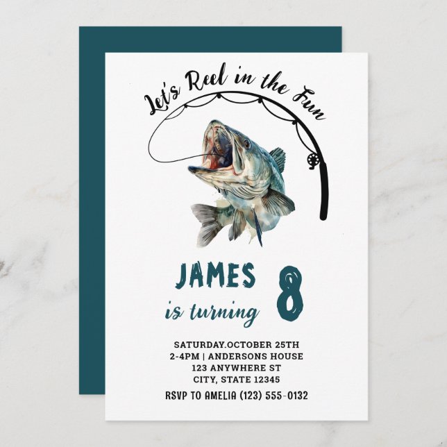 Vattenfärgsfärg i Roligtens födelsedag Inbjudningar (Fram/baksida)