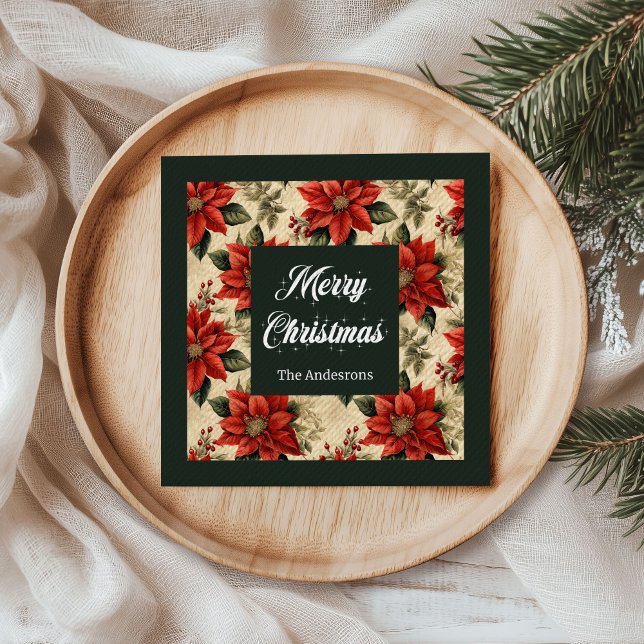 Vattenfärgsfärg Jul Napkins Personlig Touch Pappersservett (Watercolor Christmas Napkins Personalized Touch)