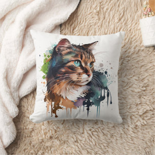 Vattenfärgsfärg - kattfärg kudde