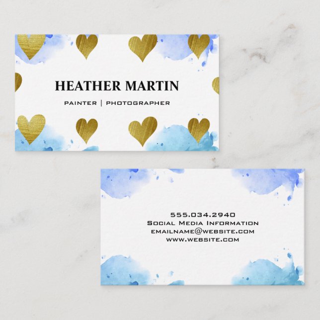 Vattenfärgsfärg | Konstnärliga hörn Mönster Busine Visitkort (Fram/baksida)