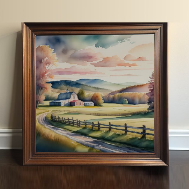 Vattenfärgsfärg målning av Farm Barn Poster (Skapare uppladdad)