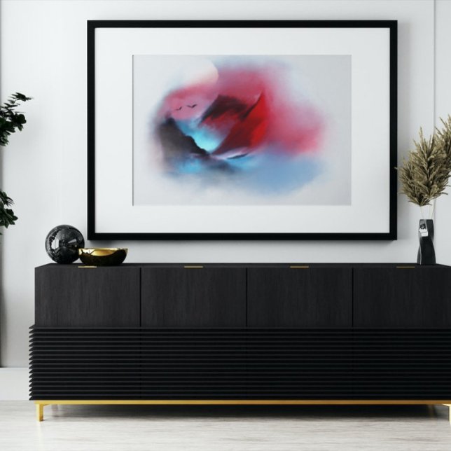 Vattenfärgsfärg Naturliga bergsfåglar Sunset Paint Canvastryck (Skapare uppladdad)