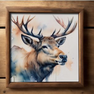 Vattenfärgsfärg på Elk Poster