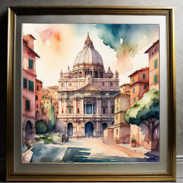 Vattenfärgsfärg på Rom-Italien Poster
