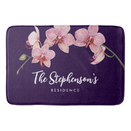 Vattenfärgsfärg Rosa Moth Orchids Painting Badrumsmatta