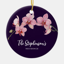 Vattenfärgsfärg Rosa Moth Orchids Painting Julgransprydnad Keramik