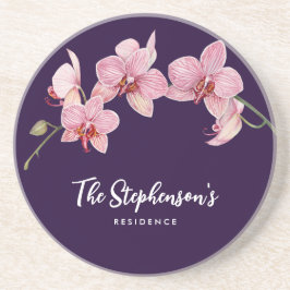 Vattenfärgsfärg Rosa Moth Orchids Painting Underlägg