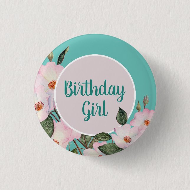 Vattenfärgsfärg Rosa ros Ballerina botaniska målni Knapp (Framsida)