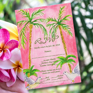 Vattenfärgsfärg Tropical Lovebird Rosa OSA kort