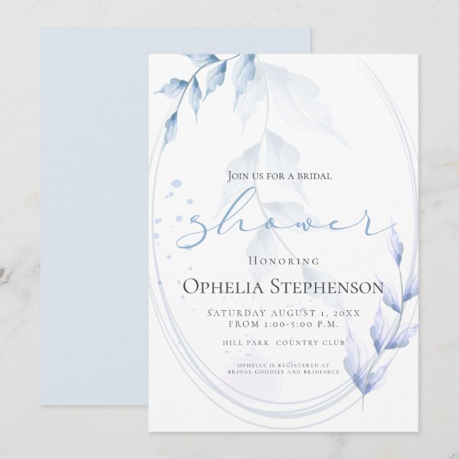 Vattenfärgsfärgad Blek Violet och Dusty Blue Folia Inbjudningar (Fram/baksida)