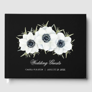 Vattenfärgsfärgad Blommigt Anemones Bröllop Gästböcker