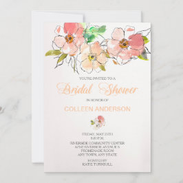 Vattenfärgsfärgad Blommigt Impression Möhippa Inbj Inbjudningar