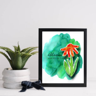 Vattenfärgsfärgad Blommigt - inspirationell urklip Poster