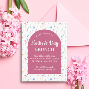 vattenfärgsfärgad blommigt rosa arch mors dag brun inbjudningar