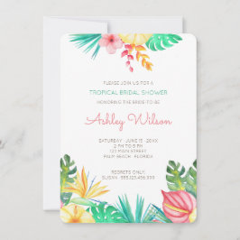 Vattenfärgsfärgad Blommigt Tropical Möhippa Inbjud Inbjudningar