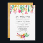 Vattenfärgsfärgad Blommigt Tropical Summer Bat mit Inbjudningar<br><div class="desc">Anpassade för bat mitzvah inbjudan till din evenemangsspecifikation under den tropiska sommaren.</div>