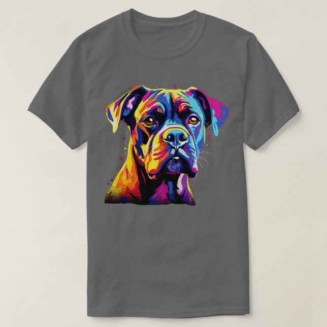 Vattenfärgsfärgad Boxer Hund Premium T Shirt (Design framsida)