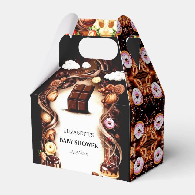 Vattenfärgsfärgad choklad Babyskal Presentaskar (Framsidan Sidan)