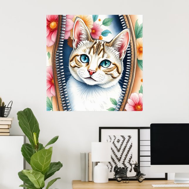 Vattenfärgsfärgad cute-samling i vackert Trendig Poster (Hemmakontoret)