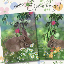 Vattenfärgsfärgad Daisy Bunny Hand färgad