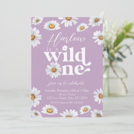 Vattenfärgsfärgad Daisy Vild 1 Flickans första föd Inbjudningar