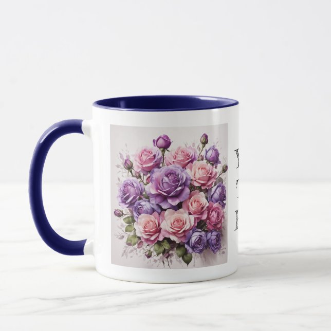 Vattenfärgsfärgad Elegant Violet Lila Ro Flower Mu Mugg (Vänster)
