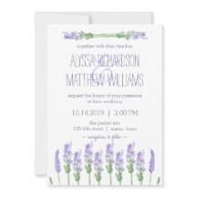 Vattenfärgsfärgad Fransk Lavender på White Bröllop