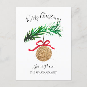 Vattenfärgsfärgad God jul Träd Merry och smart Helg Vykort