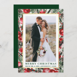 Vattenfärgsfärgad Grönt Gräs Ornaments Nyligen lyd Julkort