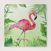 Vattenfärgsfärgad handmålad Flamingo Art