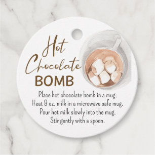 Vattenfärgsfärgad Hett Chocolate Bomb Märkre Gåvor Etiketter