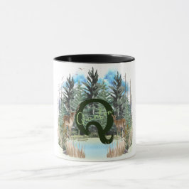 Vattenfärgsfärgad Hjort Personlig Monogram Brev Q Mugg