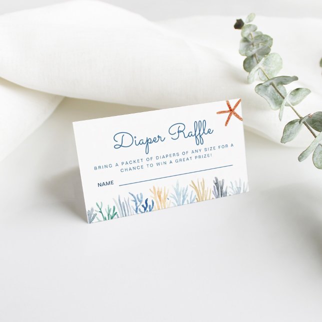 Vattenfärgsfärgad koral babyskare Diaper Raffle En Tilläggskort (Skapare uppladdad)