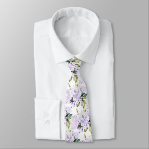 Vattenfärgsfärgad Lila Rosor Hydrangeas Neck Tie Slips